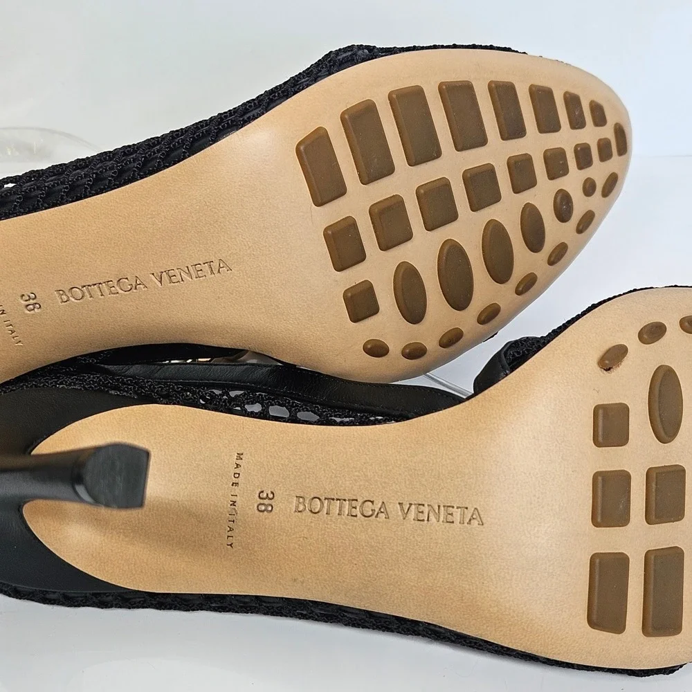 Bottega Veneta Stretch Chain Ankle Strap Nappa Leather Heel Mesh Pumps Size 38 - Picture 8 of 16